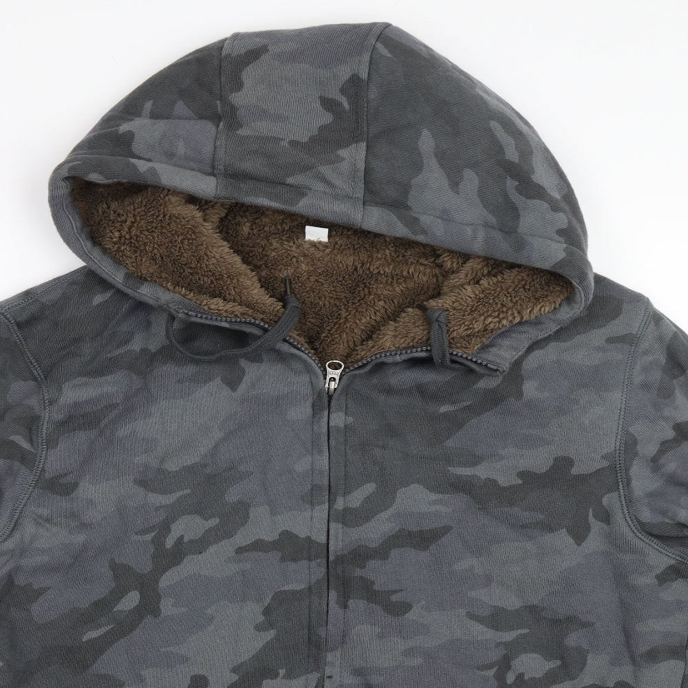 Uniqlo Mens Grey Camouflage  Full Zip Hoodie Size L