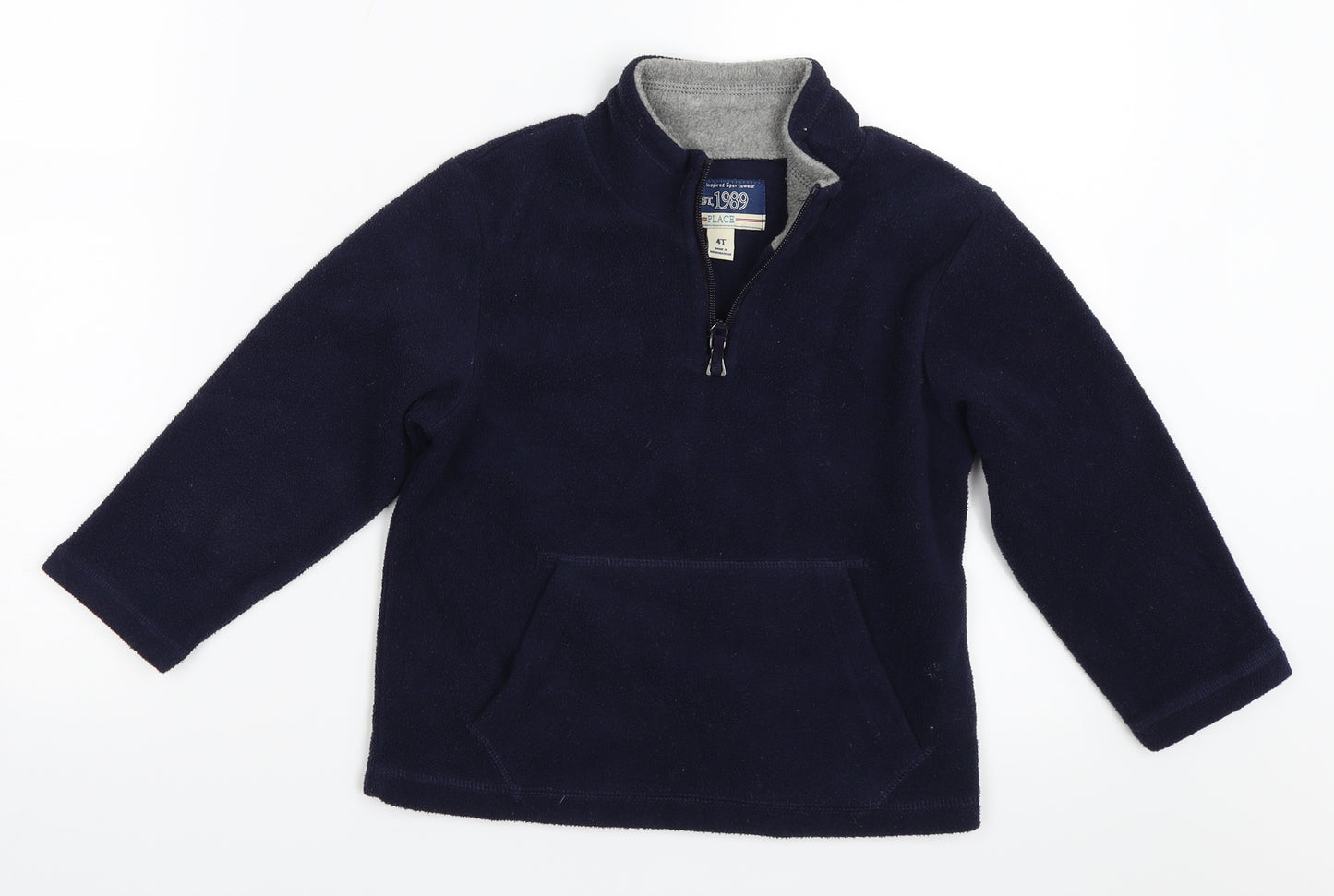 Preworn Boys Blue  Fleece Henley Sweatshirt Size 4 Years