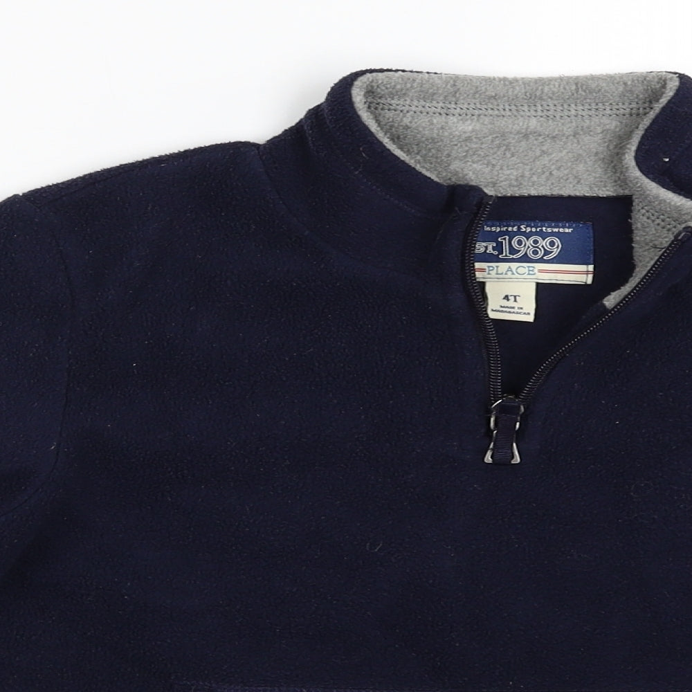 Preworn Boys Blue  Fleece Henley Sweatshirt Size 4 Years