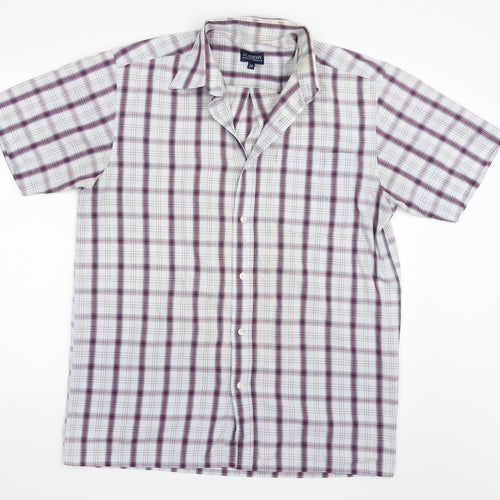 Academy Mens White Check   Button-Up Size M