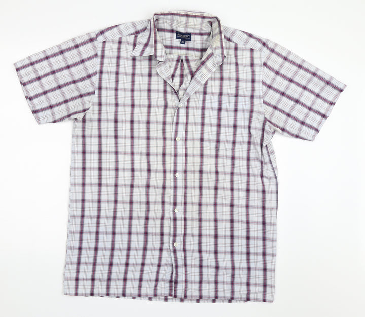 Academy Mens White Check   Button-Up Size M