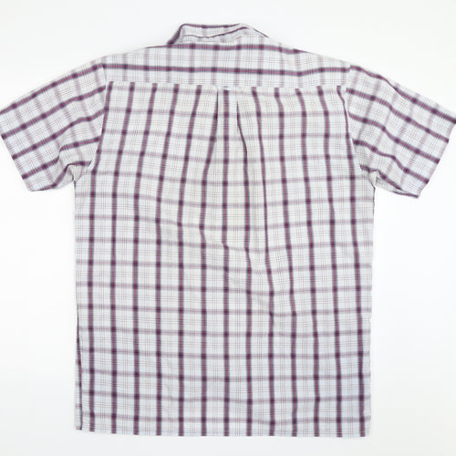 Academy Mens White Check   Button-Up Size M