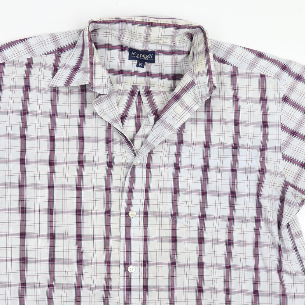 Academy Mens White Check   Button-Up Size M