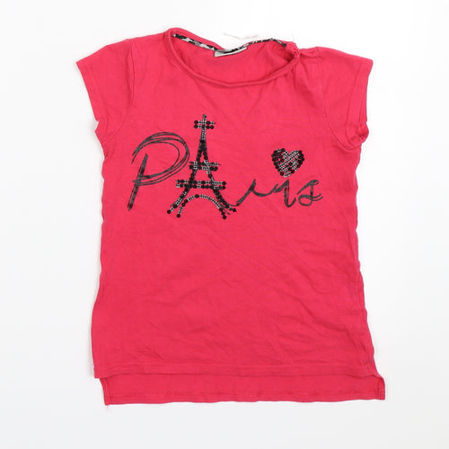 Matalan Girls Pink   Basic T-Shirt Size 6 Years  - paris
