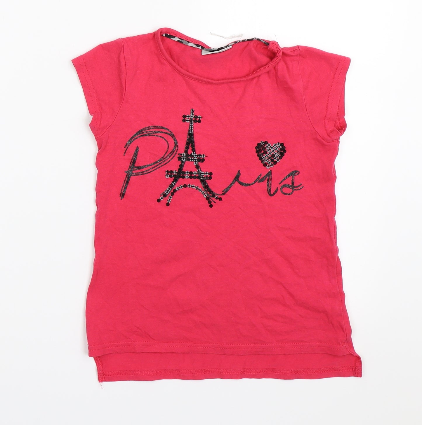 Matalan Girls Pink   Basic T-Shirt Size 6 Years  - paris