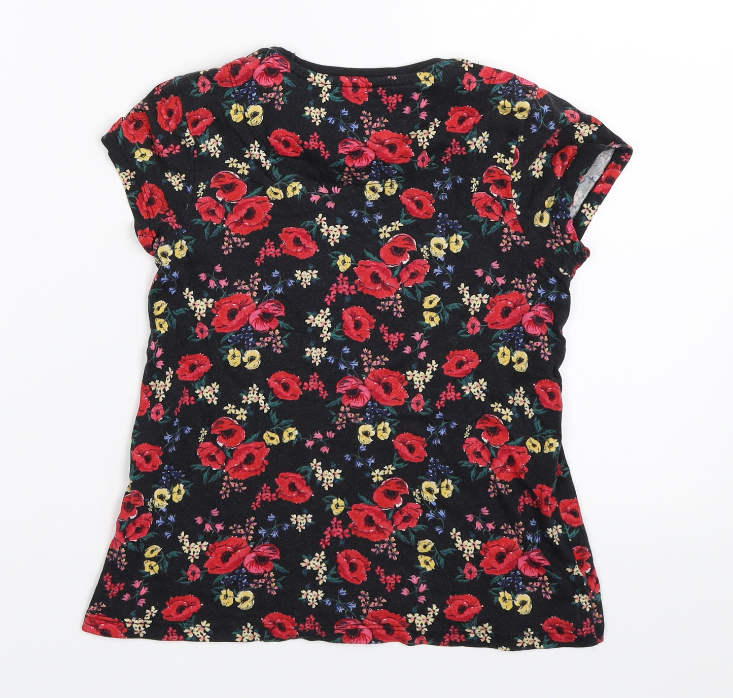 TU Girls Black Floral  Basic T-Shirt Size 7 Years
