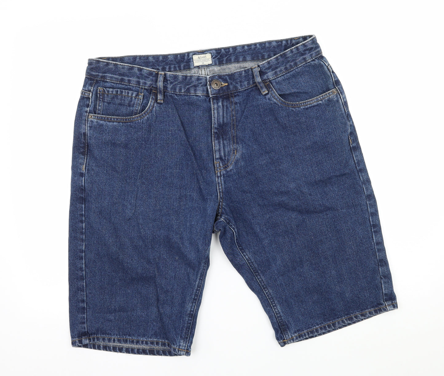 Easy Mens Blue  Denim Bermuda Shorts Size 36 in