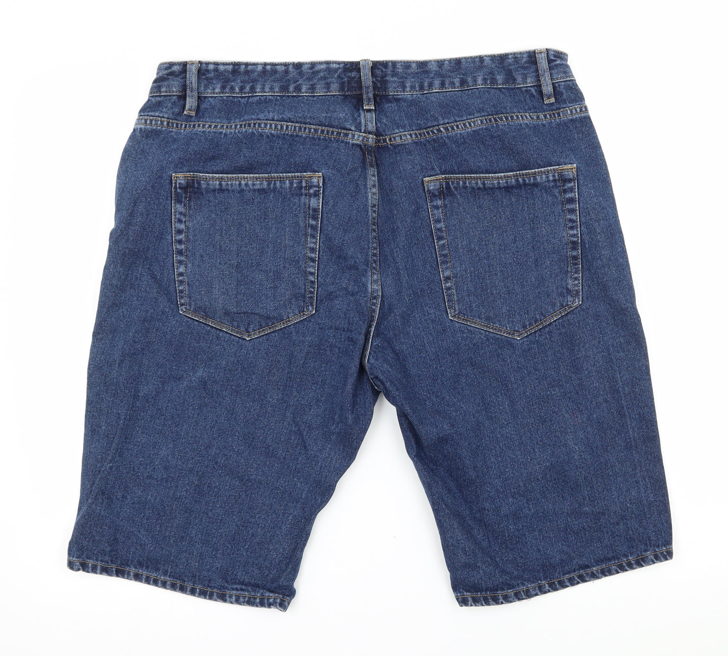 Easy Mens Blue  Denim Bermuda Shorts Size 36 in