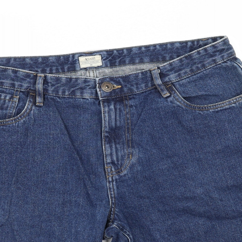 Easy Mens Blue  Denim Bermuda Shorts Size 36 in
