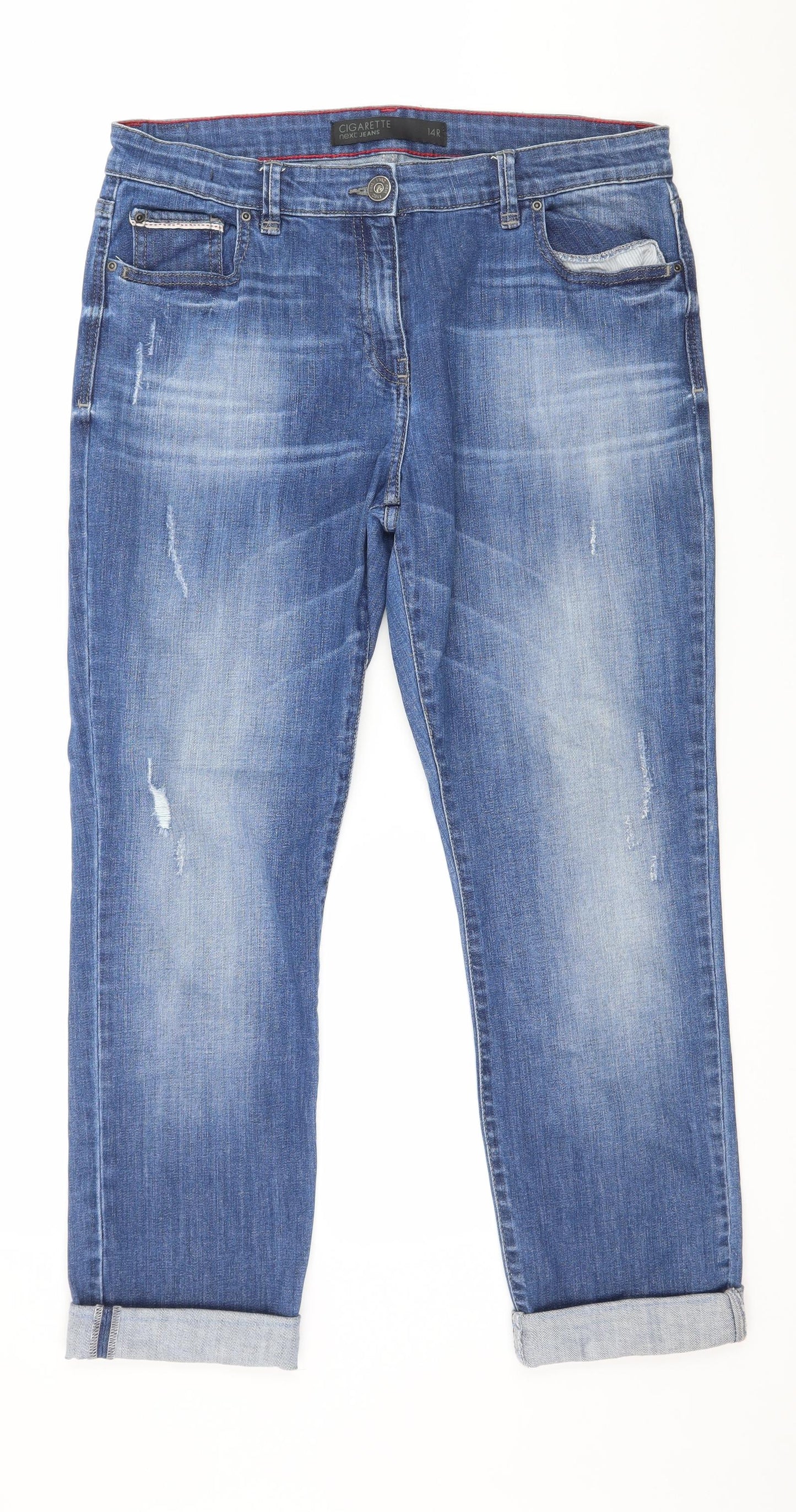 NEXT Womens Blue  Denim Straight Jeans Size 14 L25 in