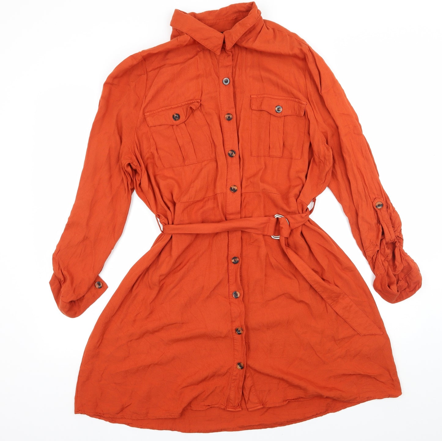 New Look Womens Orange   Shirt Dress  Size 16
