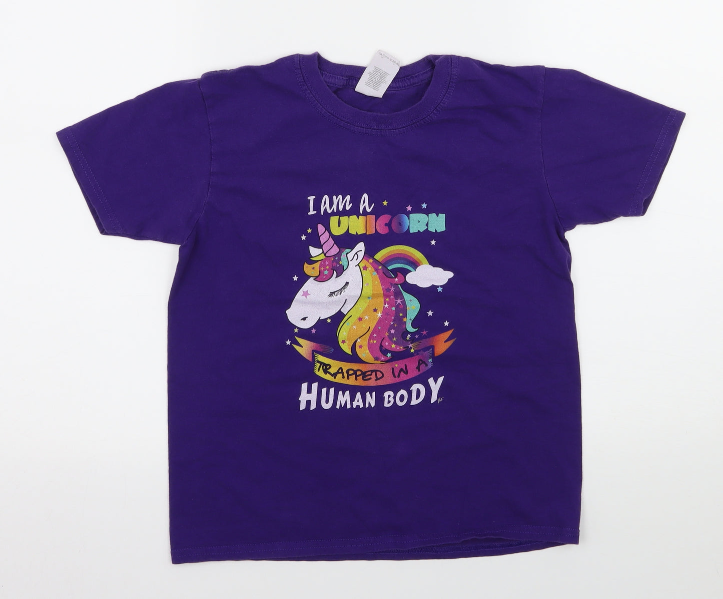 Gilan Girls Purple  Jersey Basic T-Shirt Size L  - I am A Unicorn