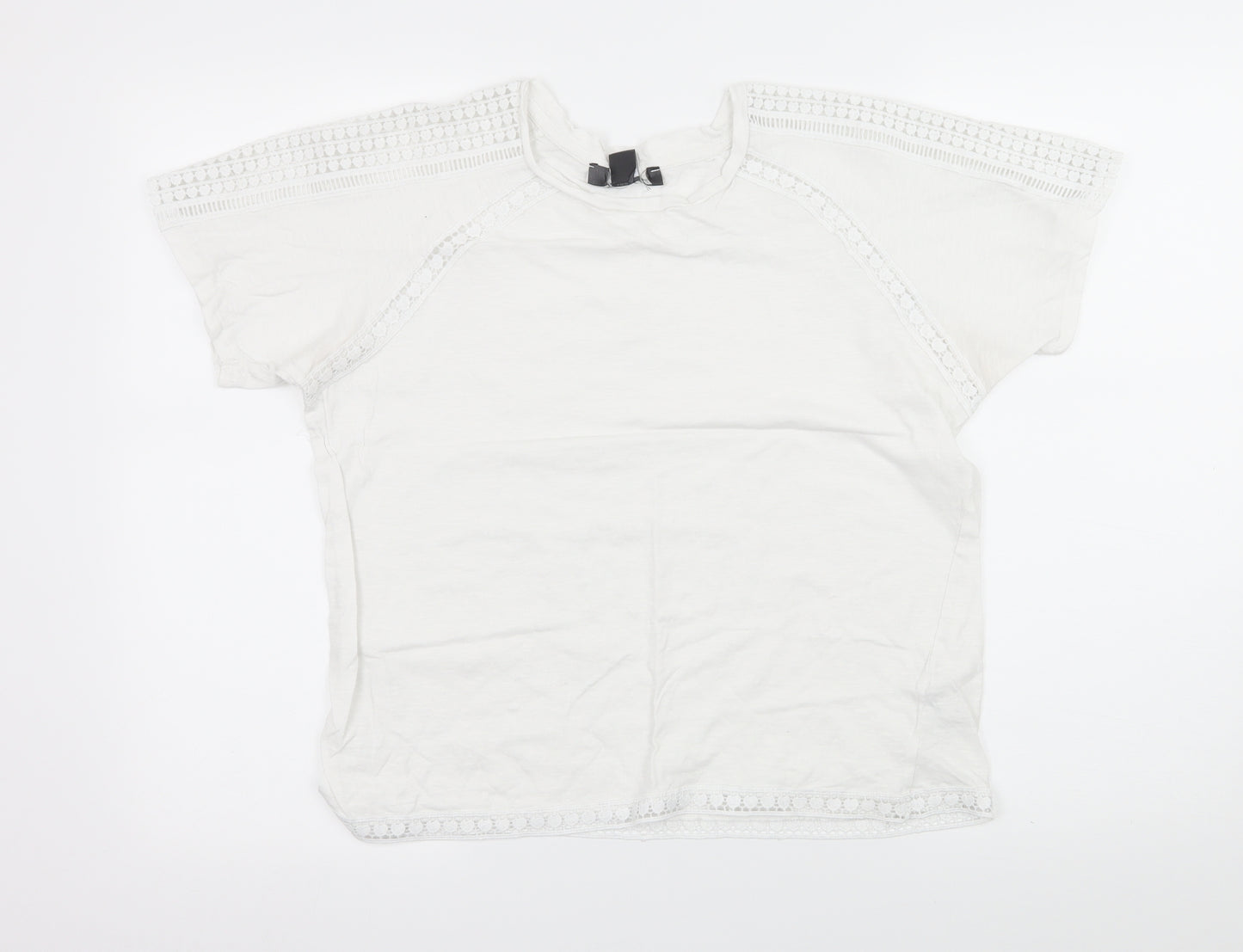 Preworn Womens White  Jersey Basic T-Shirt Size 14