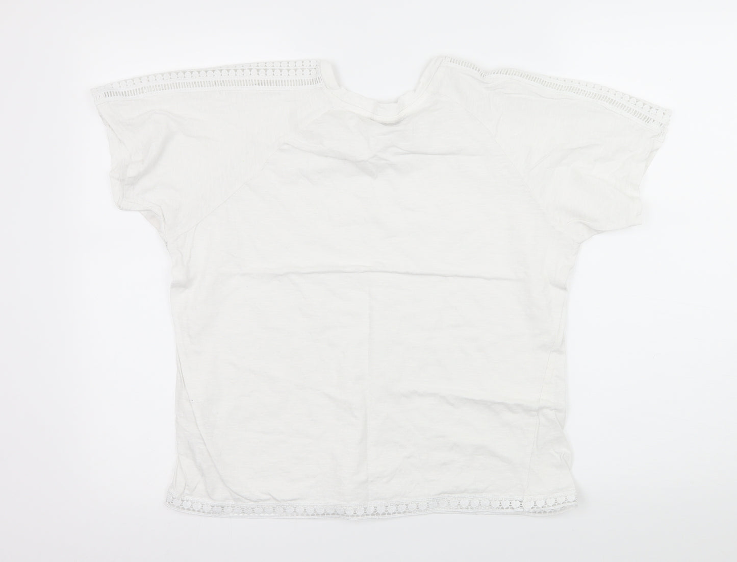 Preworn Womens White  Jersey Basic T-Shirt Size 14