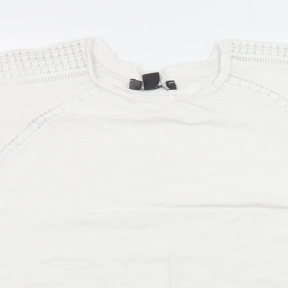 Preworn Womens White  Jersey Basic T-Shirt Size 14