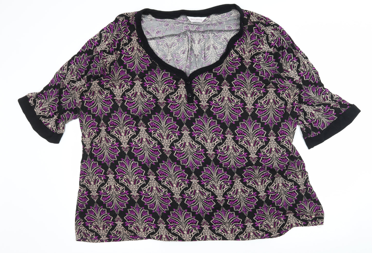 Milarosa Womens Black Geometric Jersey Basic T-Shirt Size 28