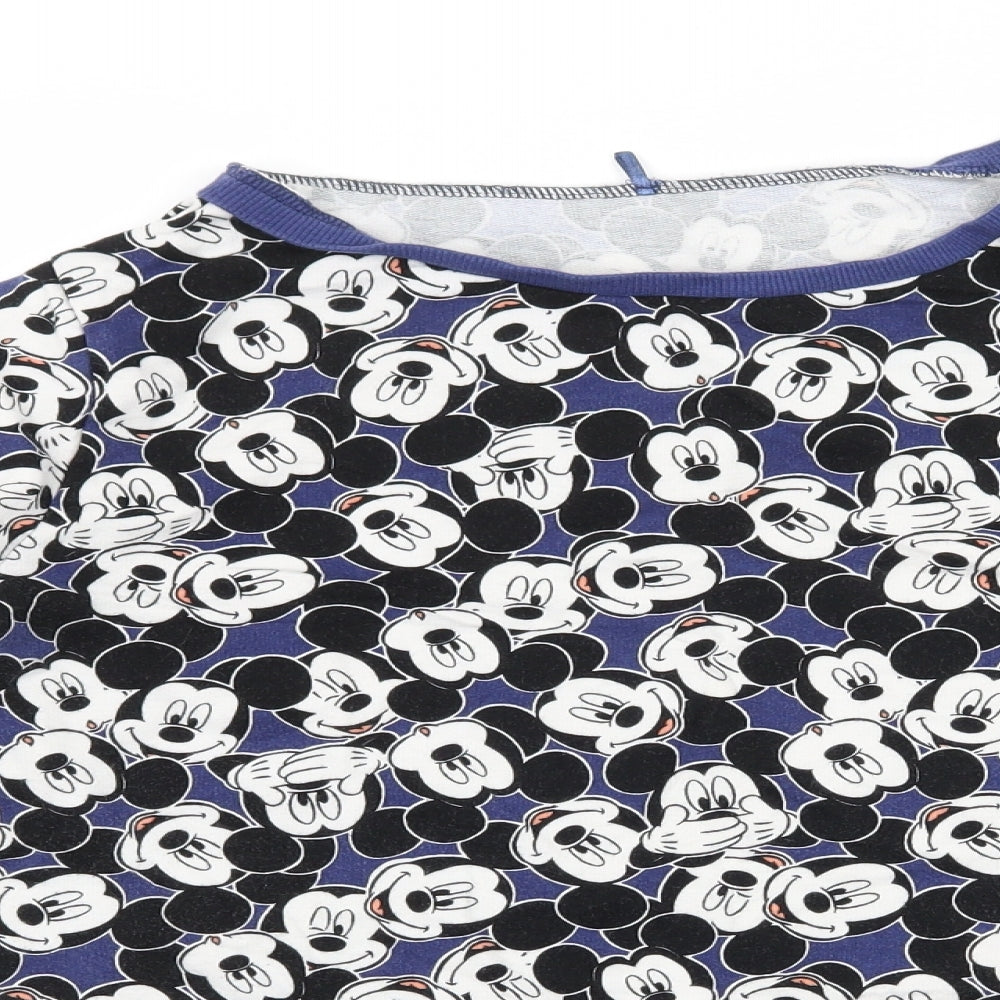 George Womens Blue Geometric Jersey Top Pyjama Top Size 16