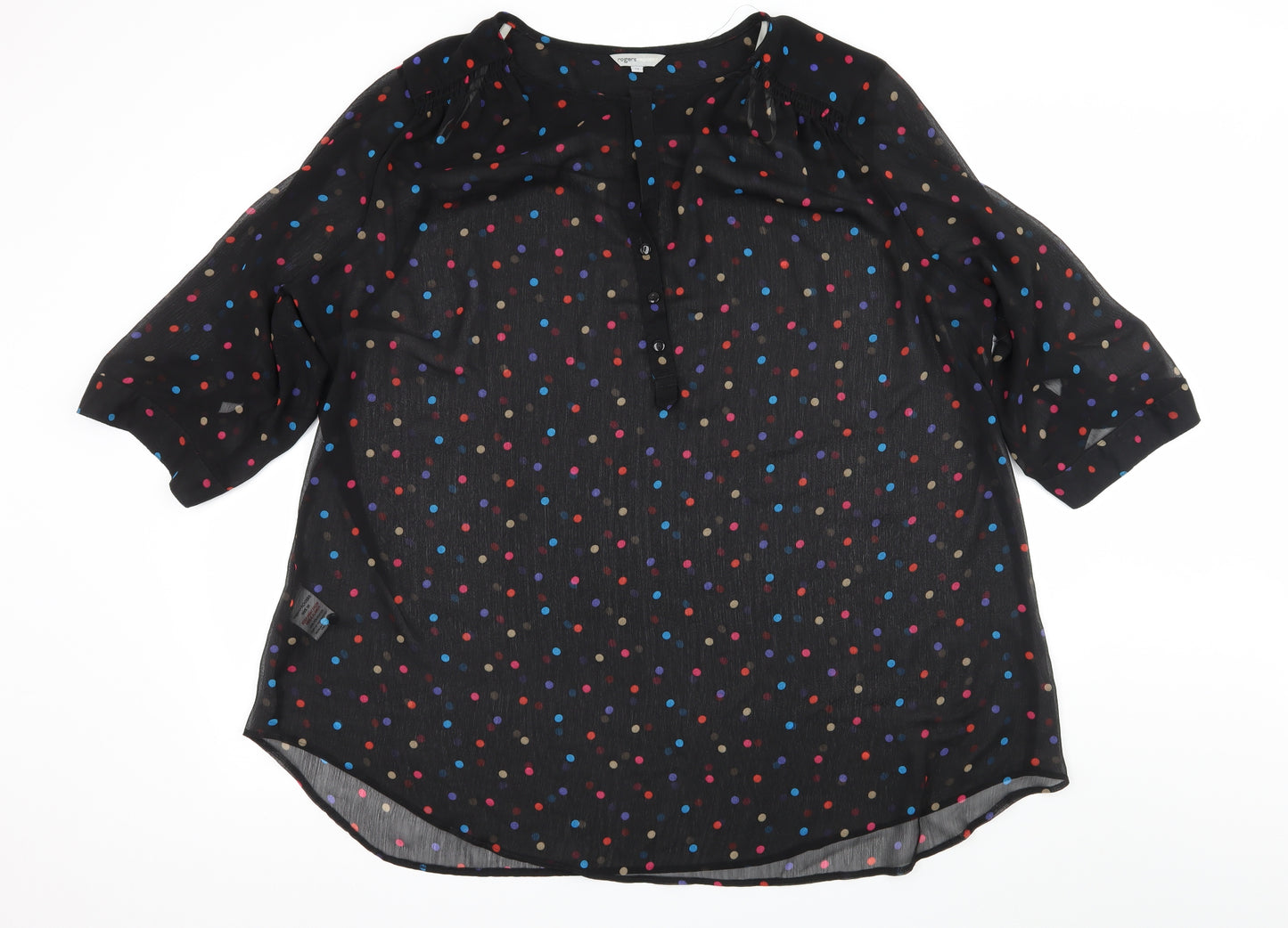 Roger + Rogers Womens Black Polka Dot  Basic Blouse Size 28