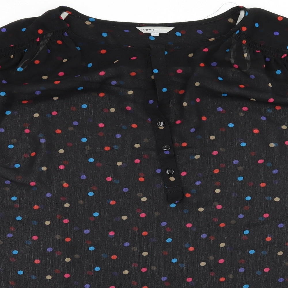 Roger + Rogers Womens Black Polka Dot  Basic Blouse Size 28