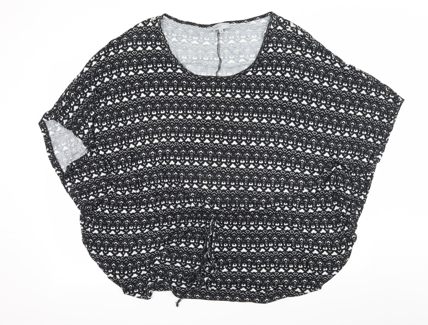 Roger+Rogers Womens Black Geometric Jersey Basic T-Shirt Size 28
