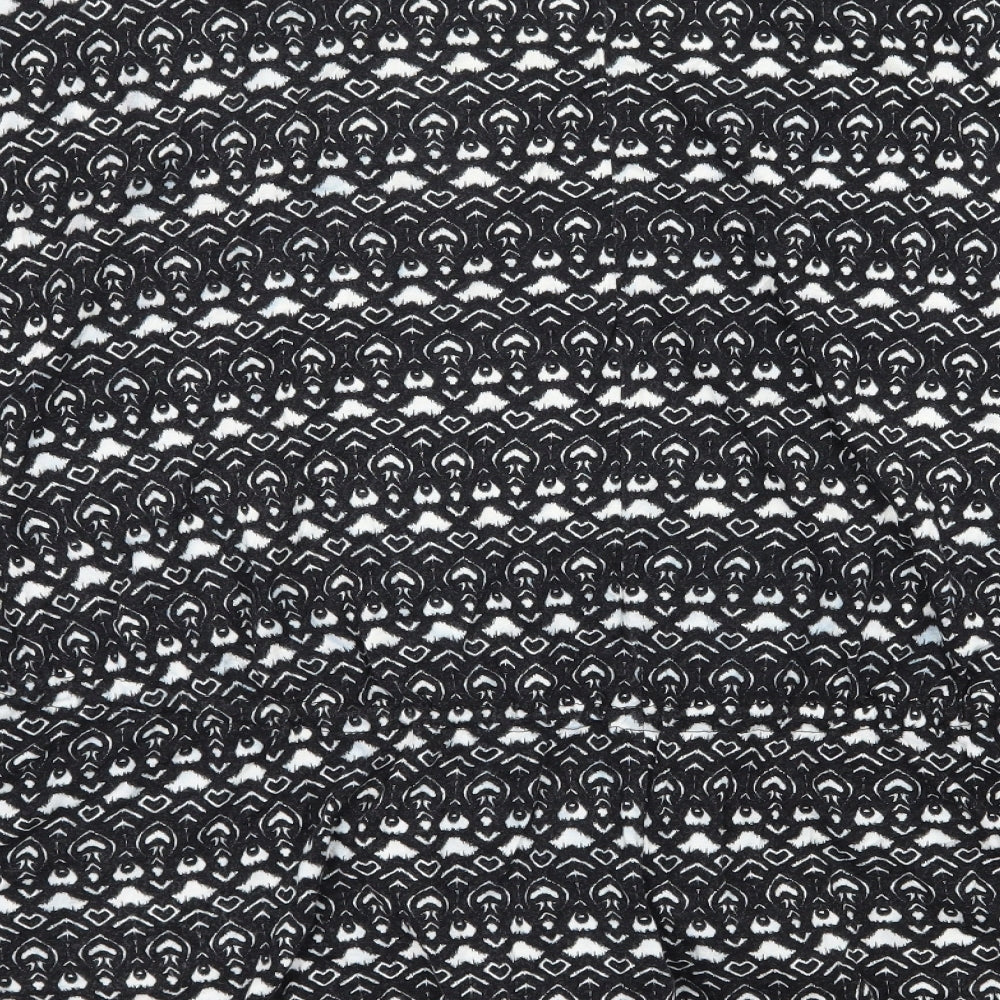 Roger+Rogers Womens Black Geometric Jersey Basic T-Shirt Size 28