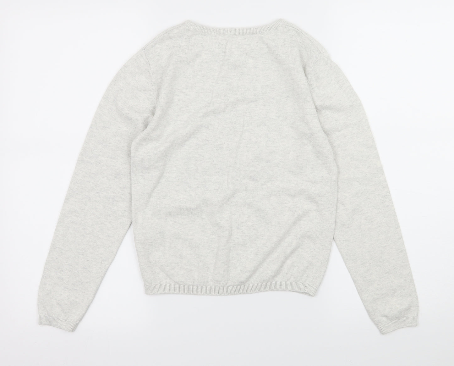 H&M Girls Grey  Knit Pullover Jumper Size 11-12 Years  - Unicorn
