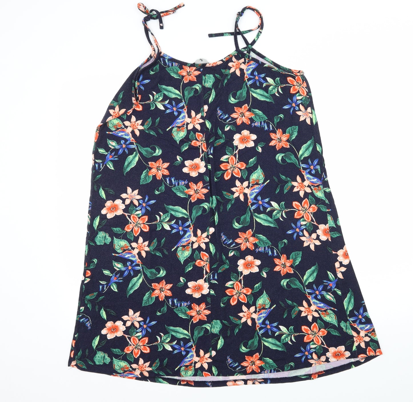 TU Womens Blue Floral Jersey Slip Dress  Size 14