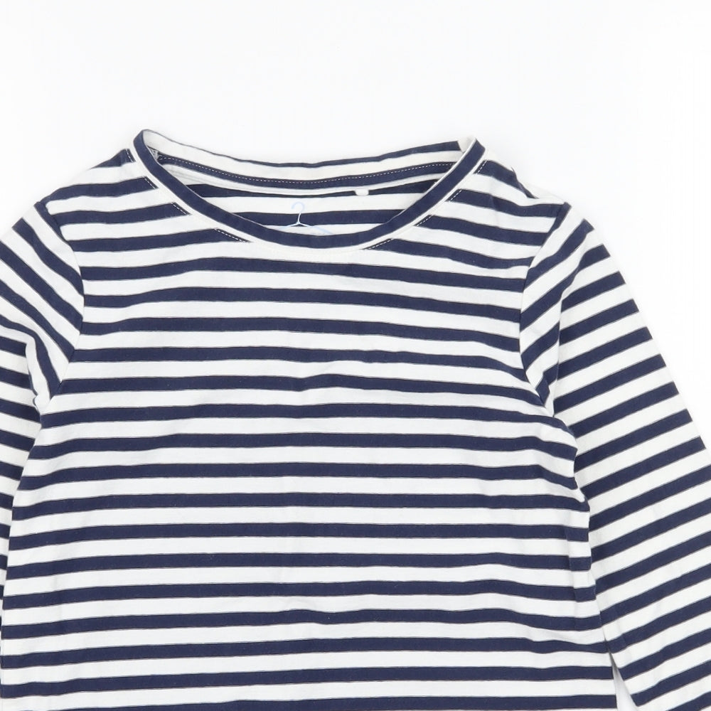 NEXT Girls White Striped Jersey Basic T-Shirt Size 9-10 Years