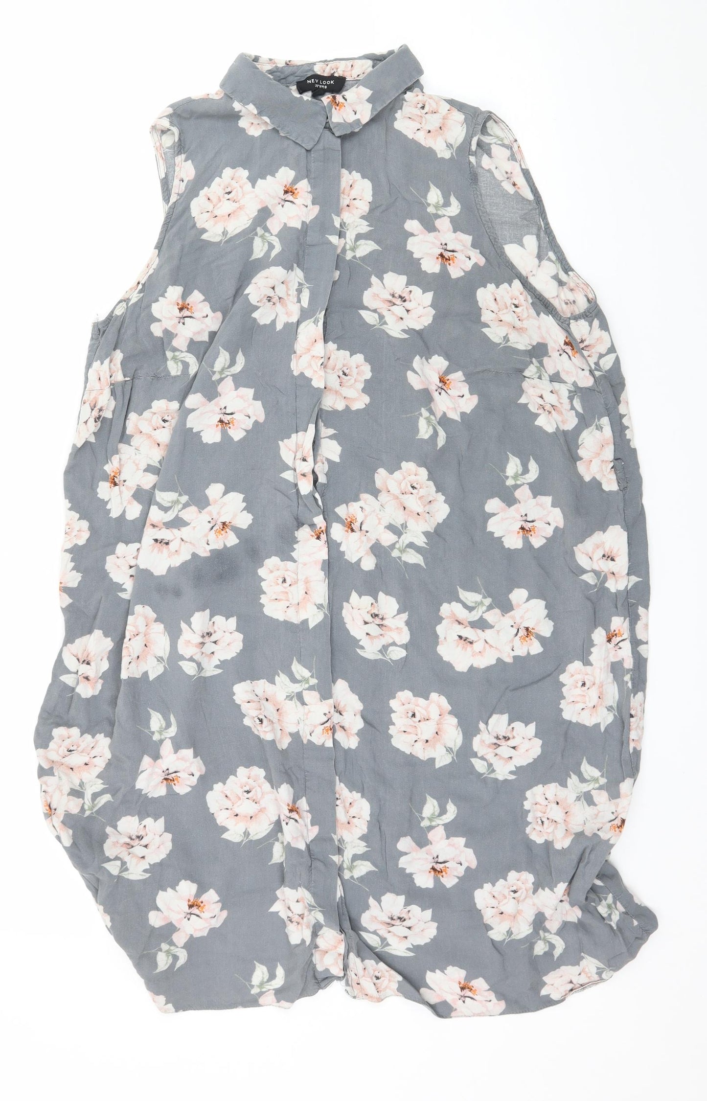 New Look Womens Grey Floral  Basic Blouse Size 20