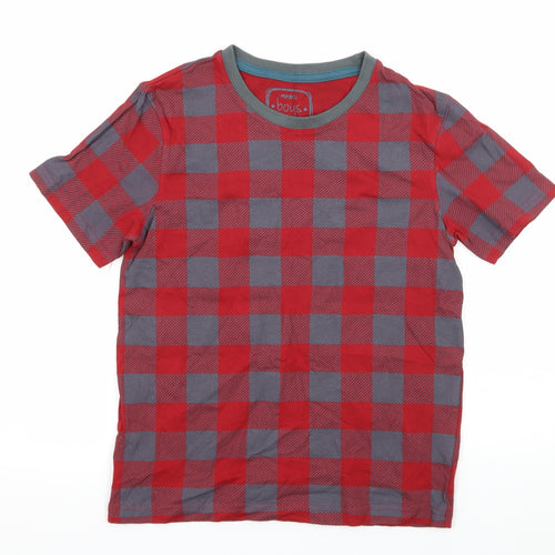 PEP & CO Boys Red Check Jersey Basic T-Shirt Size 9-10 Years