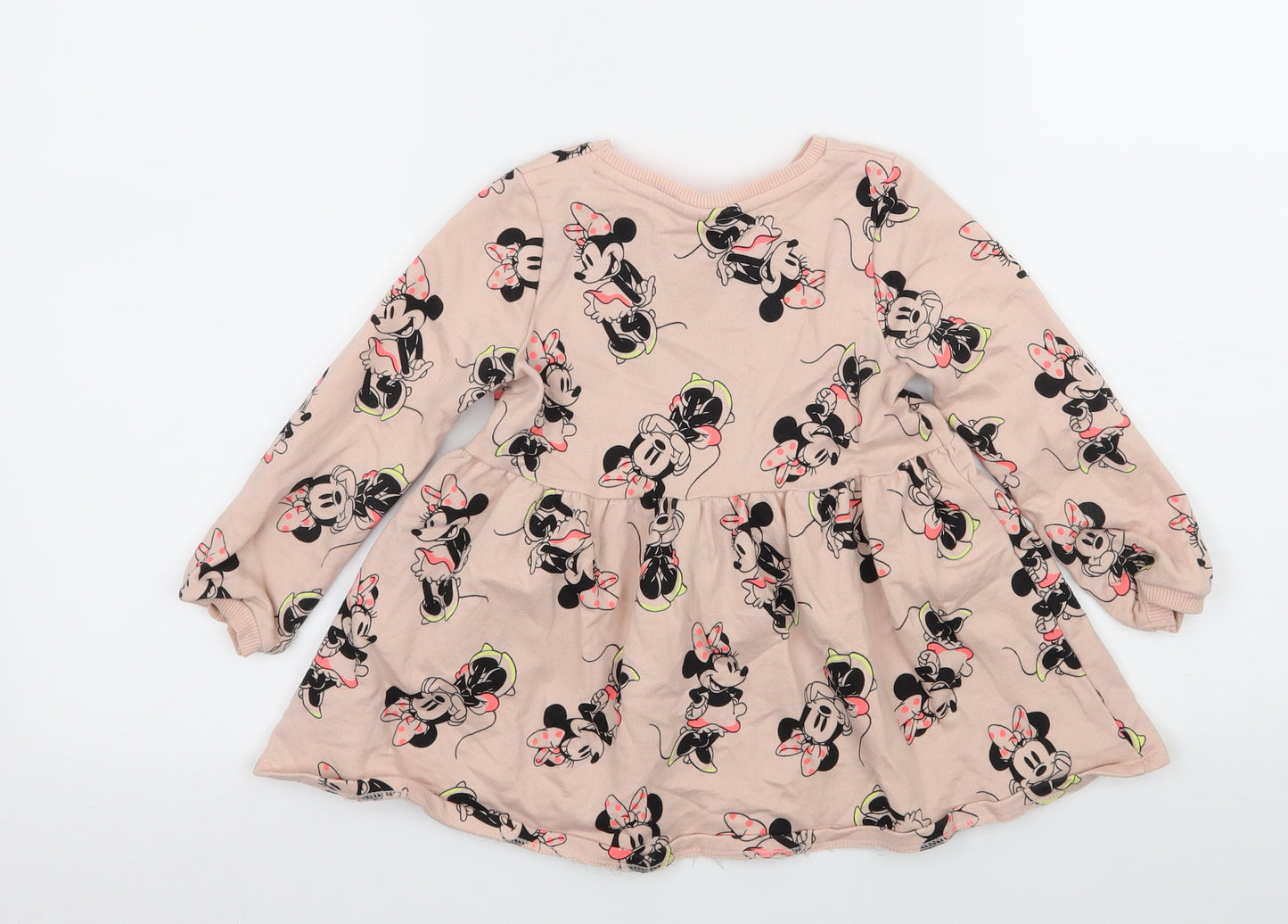 George Girls Pink Geometric Jersey Skater Dress  Size 2-3 Years  - Minnie mouse