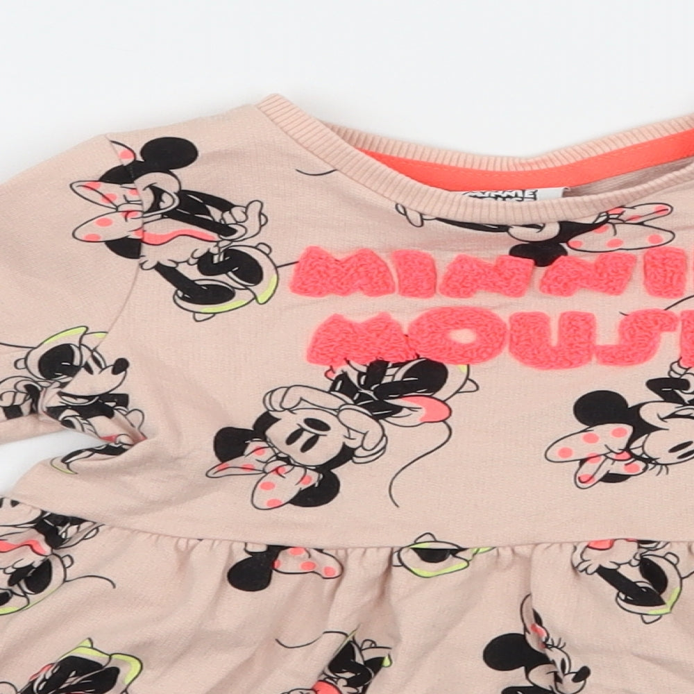 George Girls Pink Geometric Jersey Skater Dress  Size 2-3 Years  - Minnie mouse