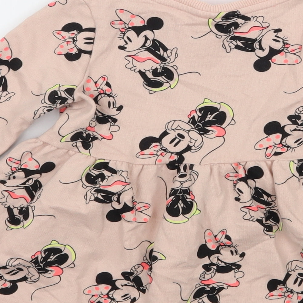 George Girls Pink Geometric Jersey Skater Dress  Size 2-3 Years  - Minnie mouse