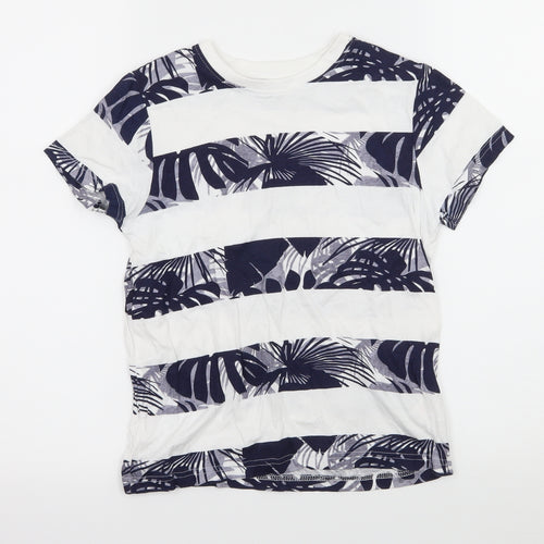 Primark Boys White Striped Jersey Basic T-Shirt Size 7-8 Years