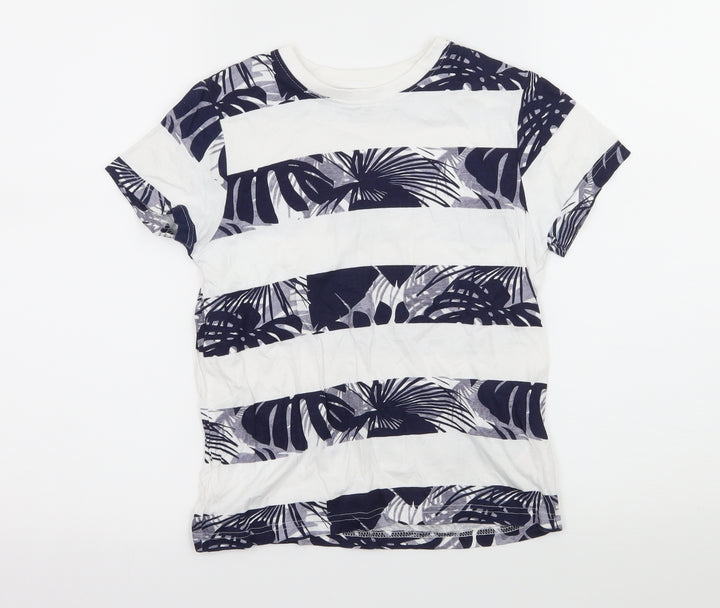 Primark Boys White Striped Jersey Basic T-Shirt Size 7-8 Years