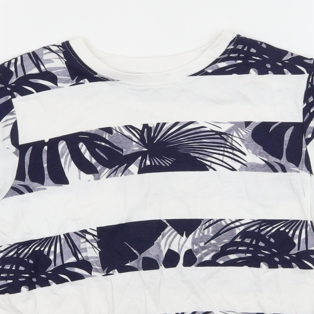 Primark Boys White Striped Jersey Basic T-Shirt Size 7-8 Years