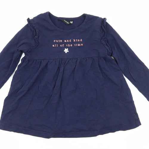 George Girls Blue  Jersey Skater Dress  Size 18-24 Months  - slogan