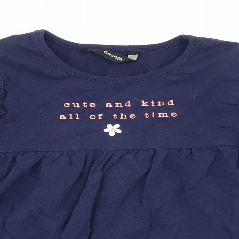 George Girls Blue  Jersey Skater Dress  Size 18-24 Months  - slogan