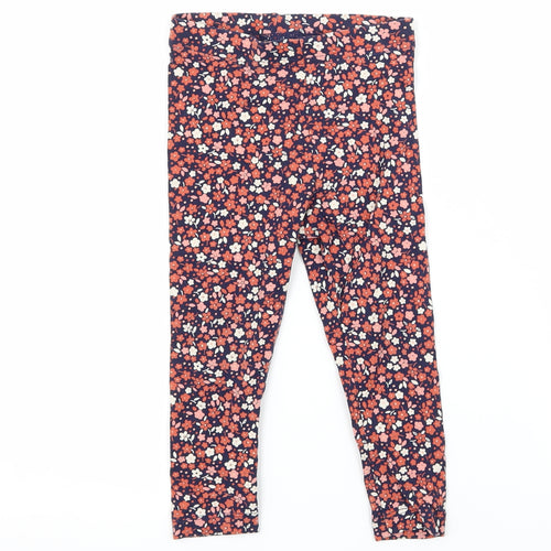 George Girls Orange Floral Jersey Jogger Trousers Size 18-24 Months