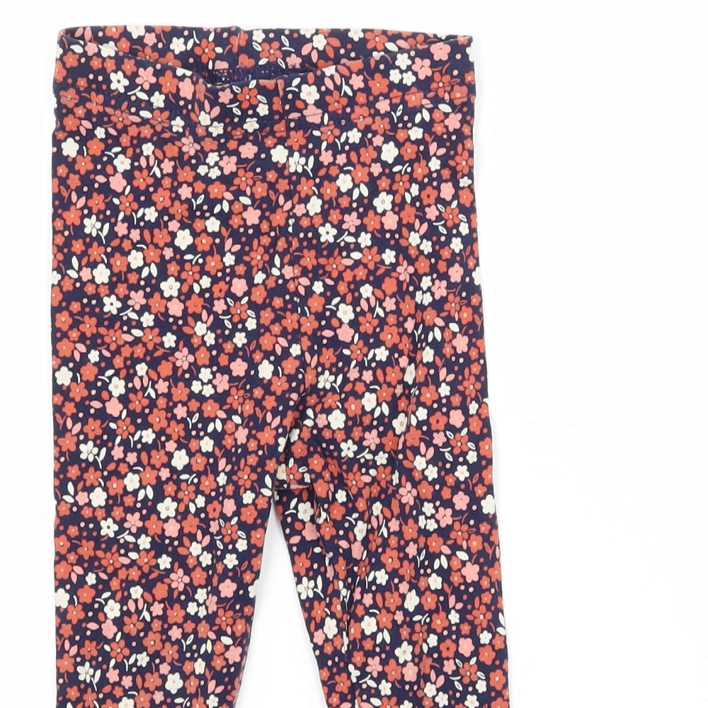 George Girls Orange Floral Jersey Jogger Trousers Size 18-24 Months