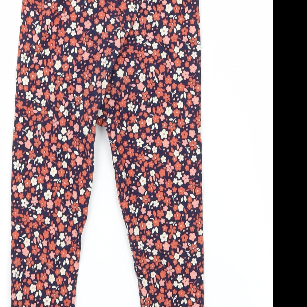 George Girls Orange Floral Jersey Jogger Trousers Size 18-24 Months