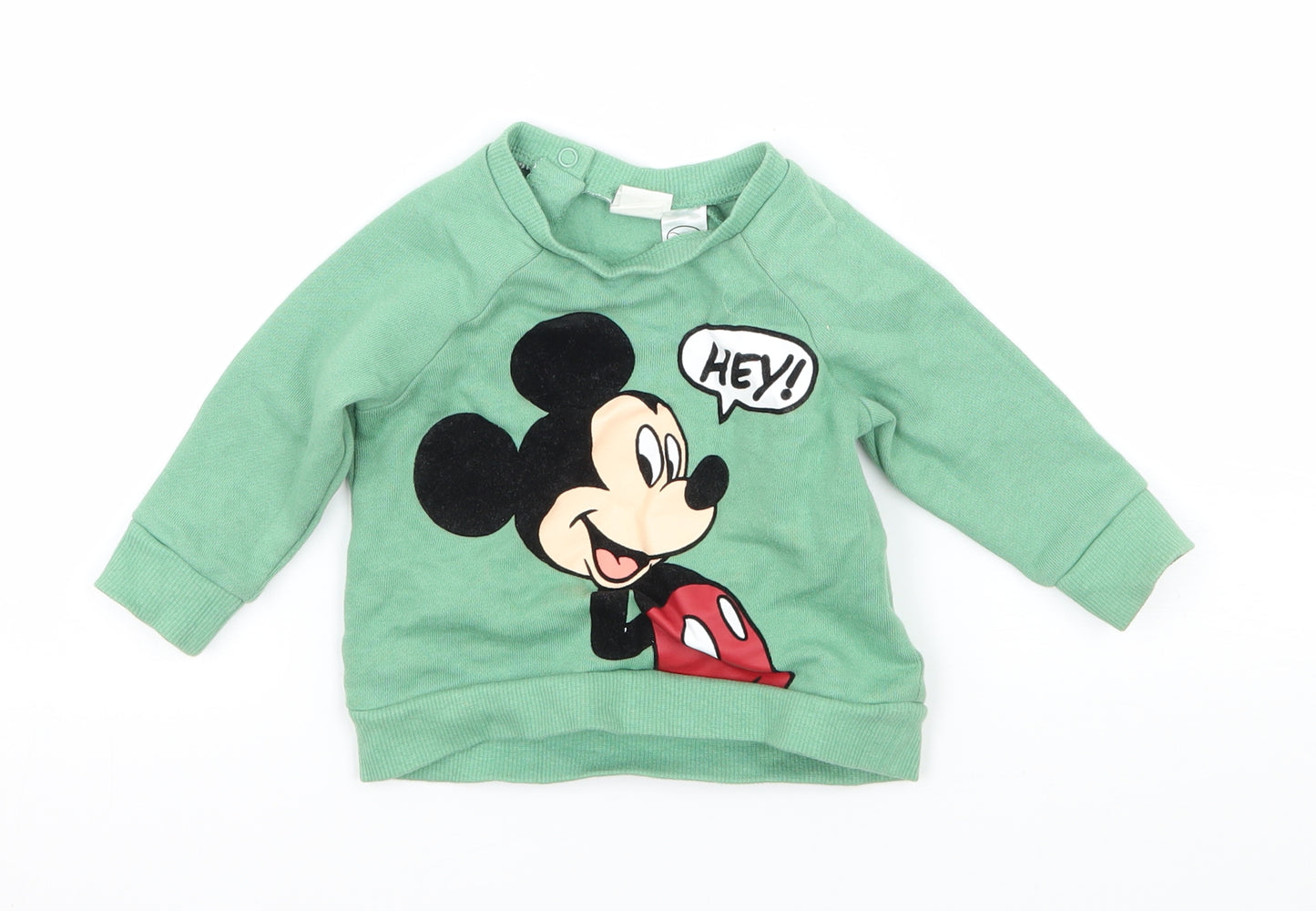 H&M Boys Green  Jersey Pullover Jumper Size 3-6 Months  - Mickey Mouse