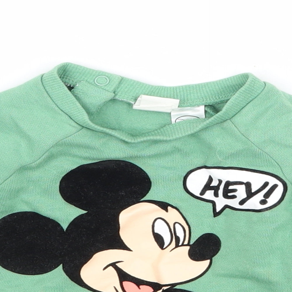 H&M Boys Green  Jersey Pullover Jumper Size 3-6 Months  - Mickey Mouse