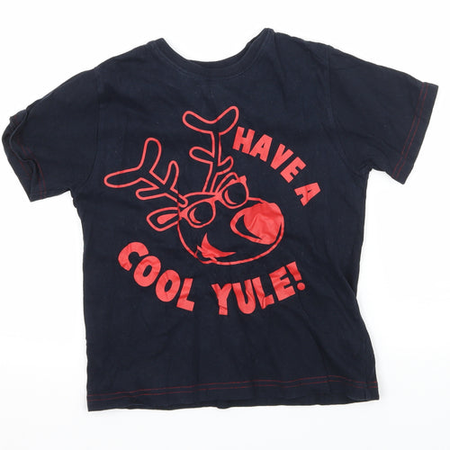 Rebel Boys Blue  Jersey Basic T-Shirt Size 6-7 Years  - Have a cool yule!