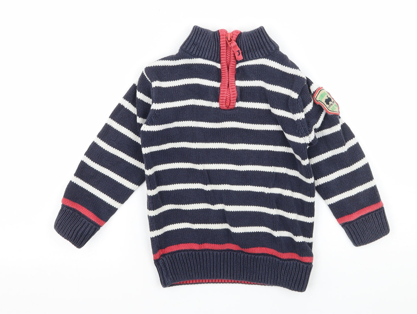 Debenhams Boys Blue Striped Knit Pullover Jumper Size 3-4 Years