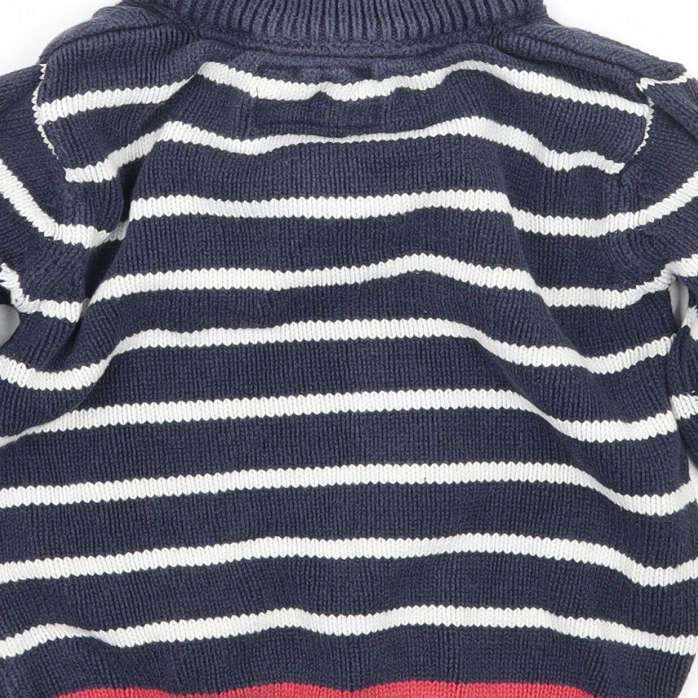 Debenhams Boys Blue Striped Knit Pullover Jumper Size 3-4 Years