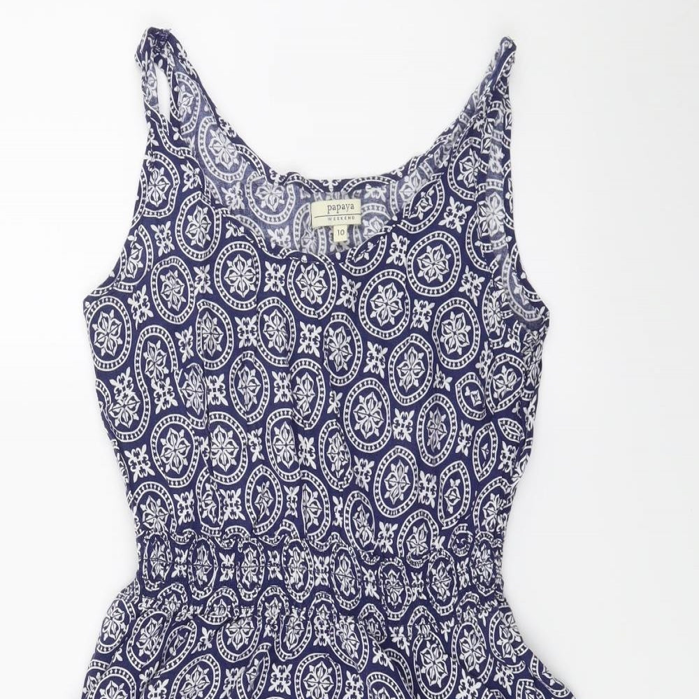 Papaya Womens Blue Floral Rayon A-Line  Size 10