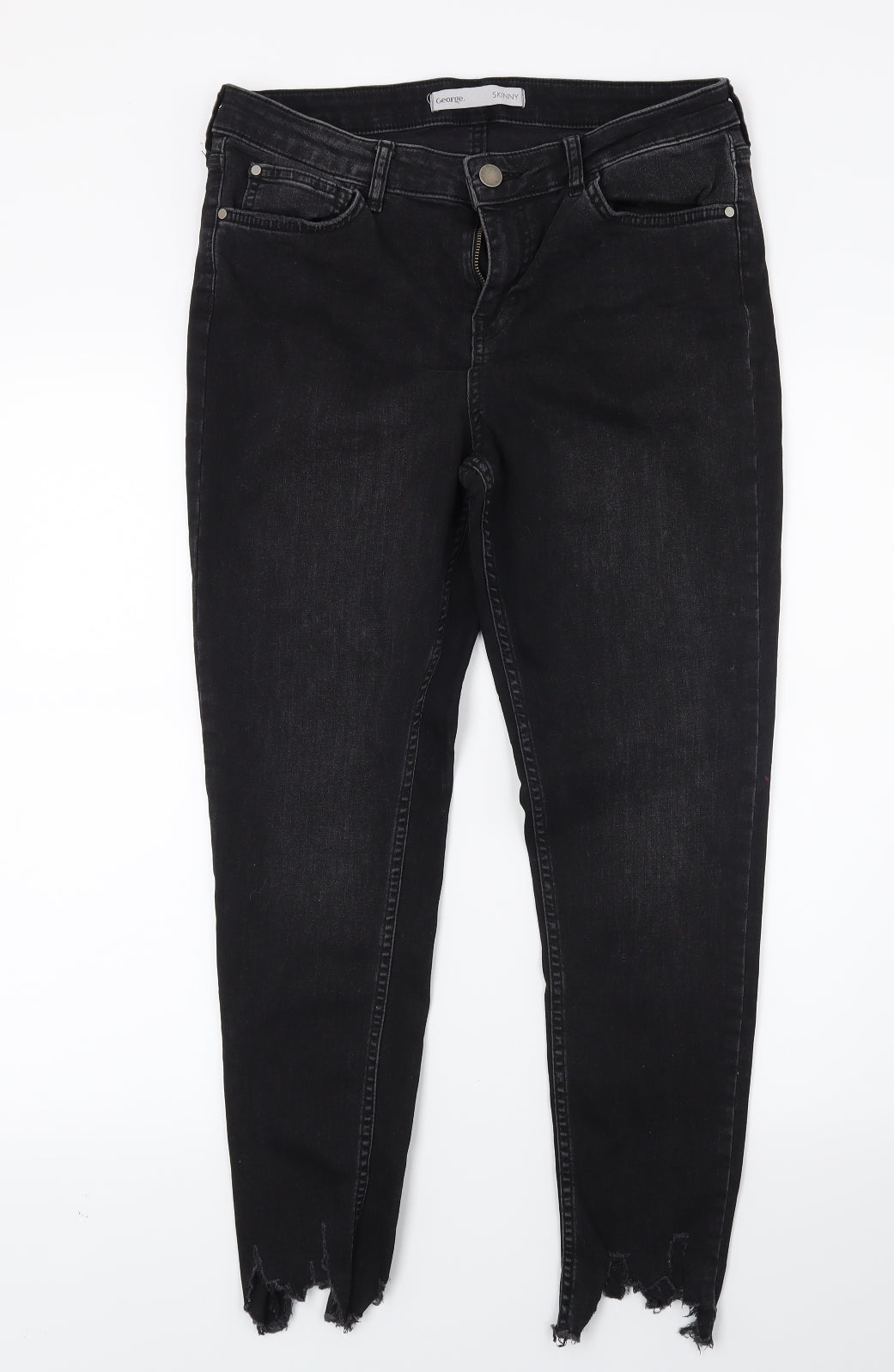 George Womens Black  Denim Skinny Jeans Size 14 L25 in