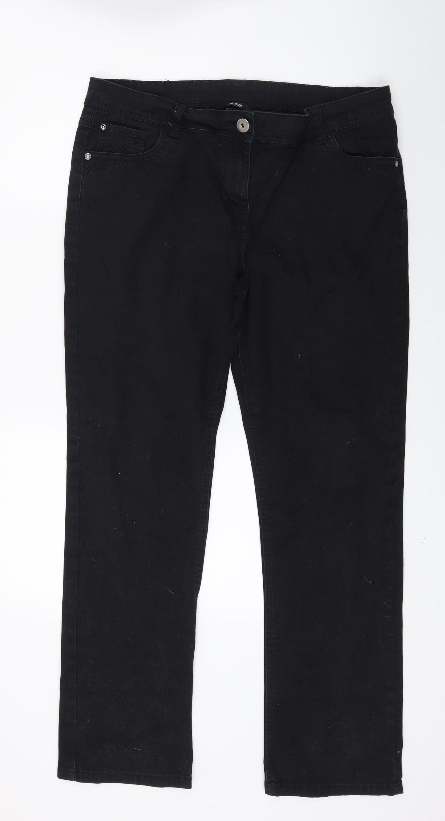 George Womens Black  Denim Straight Jeans Size 16 L27 in