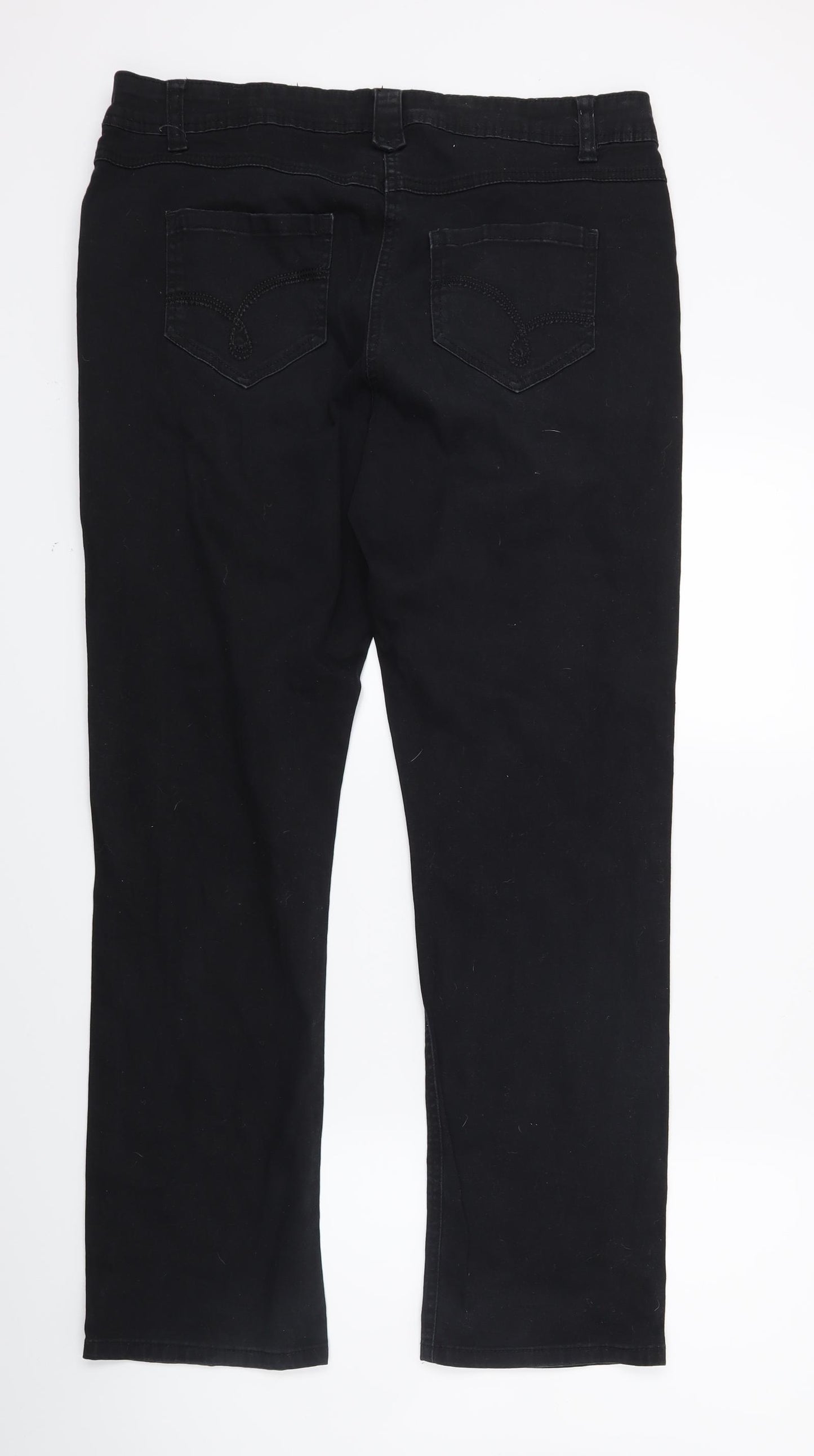 George Womens Black  Denim Straight Jeans Size 16 L27 in